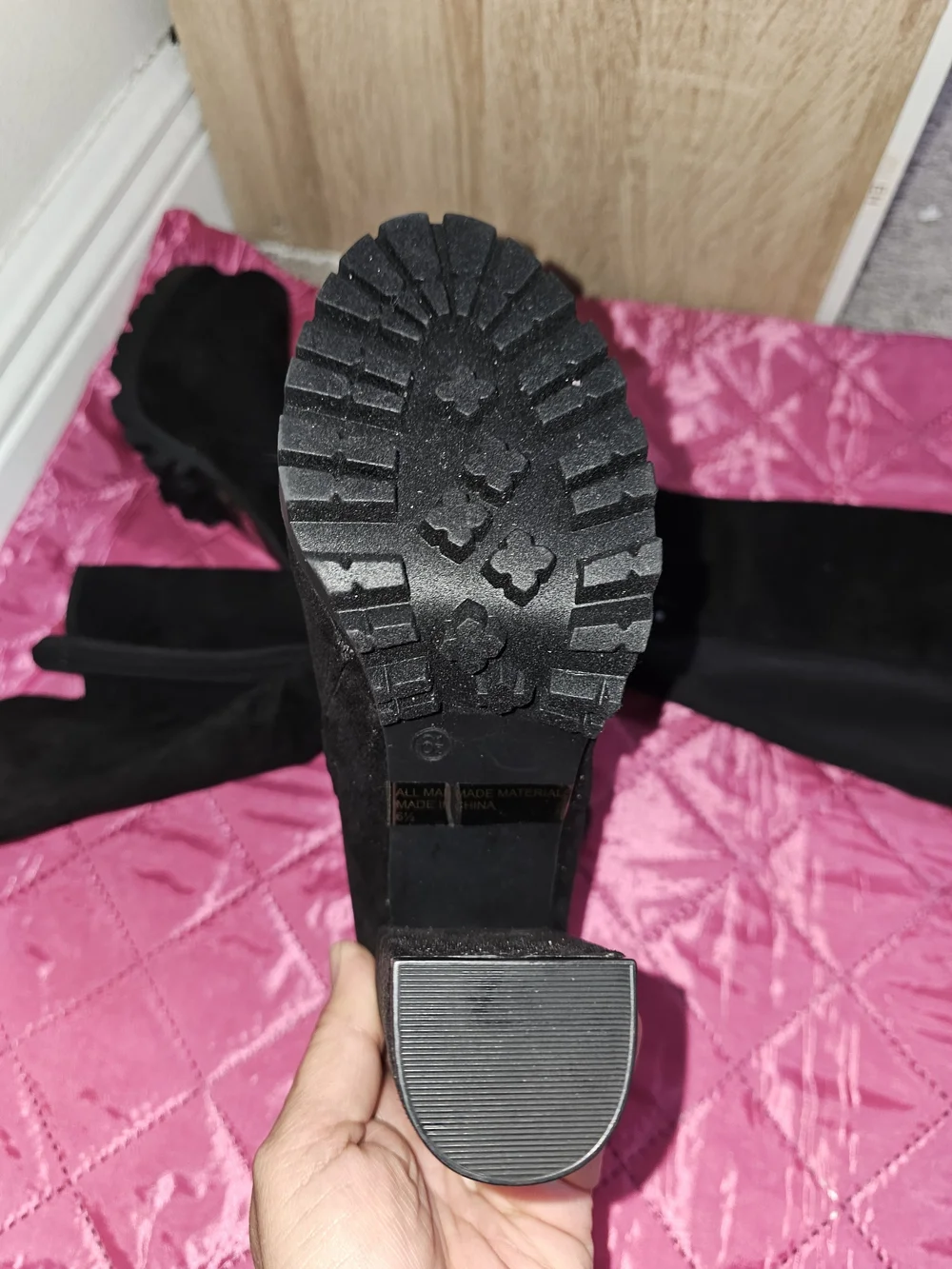 Wild Diva Black Over-the-Knee Platform Block Heel Boots